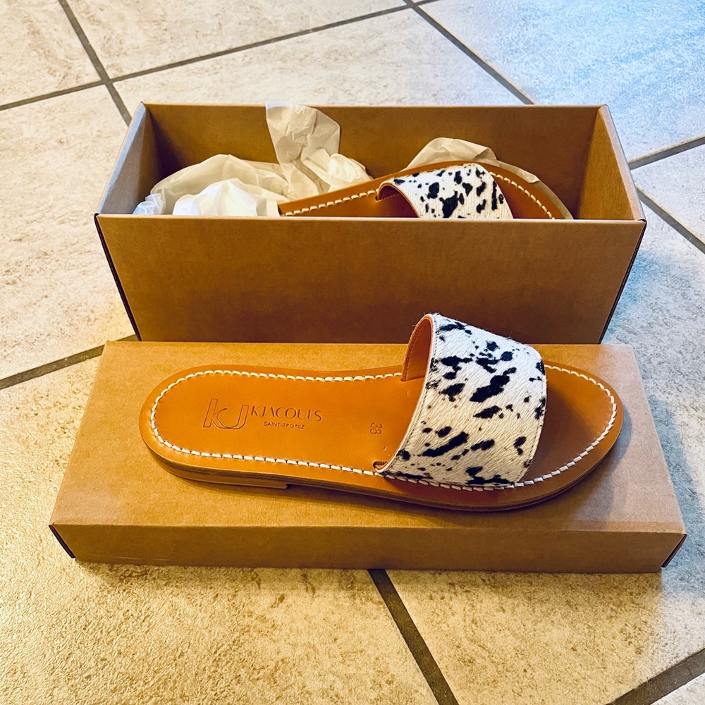 Jacques Anacapri real calf slides.  Brand new in box.